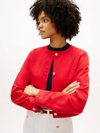 Veste en denim pour femme à boutons dorés