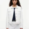 Veste en denim stretch blanc coupe ajustée