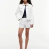 Veste en denim stretch blanc coupe ajustée