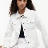 Veste en denim stretch blanc coupe ajustée