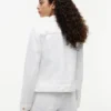 Veste en denim stretch blanc coupe ajustée
