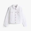Veste en denim stretch blanc coupe ajustée