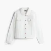 Veste en denim stretch blanc coupe ajustée