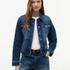 Veste en denim stretch slim fit délavage foncé Veste en denim stretch slim fit délavage foncé