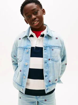Veste en jean oversize à drapeaux ondulés pour enfant