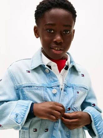 Veste en jean oversize à drapeaux ondulés pour enfant