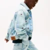 Veste en jean oversize à drapeaux ondulés pour enfant Veste en jean oversize à drapeaux ondulés pour enfant