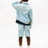 Veste en jean oversize à drapeaux ondulés pour enfant Veste en jean oversize à drapeaux ondulés pour enfant