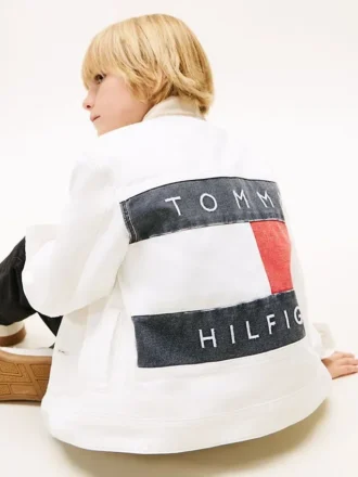 Veste en jean pour enfant avec logo drapeau