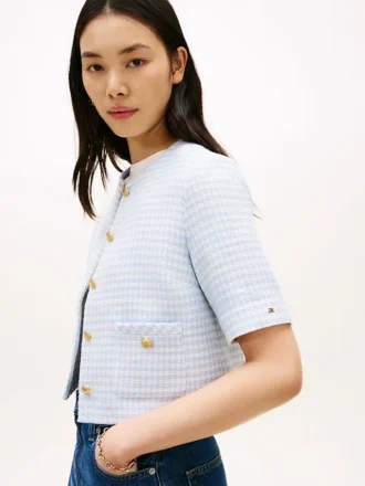 Veste en tweed à manches courtes pour femme Veste en tweed à manches courtes pour femme