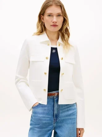 Veste Ponte à boutons dorés et multiples poches Veste Ponte à boutons dorés et multiples poches