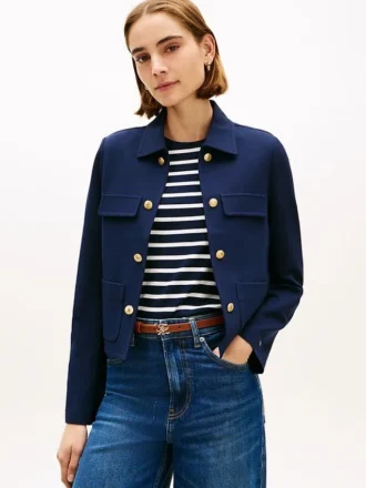 Veste Ponte à boutons dorés et multiples poches Veste Ponte à boutons dorés et multiples poches